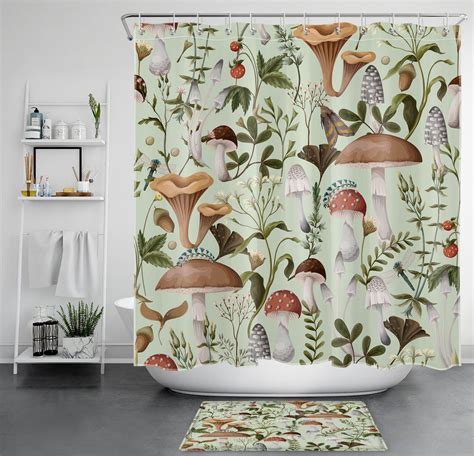 Enchanting Forest Fantasy Shower Curtain Dragonflies And Toadstools In