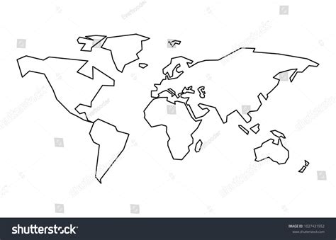 vector linear world map stock vector royalty