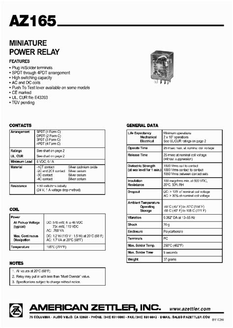 AZ165-1CT-110D_4494292.PDF Datasheet Download --- IC-ON-LINE