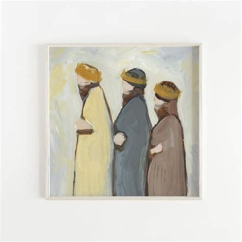 three people wearing hats standing in front of a painting