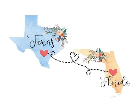 Texas Florida Wall Art / Florida Texas Print / Texas Florida - Etsy ...