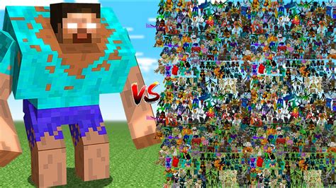 Mutant Herobrine Vs Random Mobs Youtube