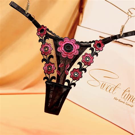 Sexy Lingerie Women S Panties Embroidery Floral Transparent G String Thongs Erotic Underwear
