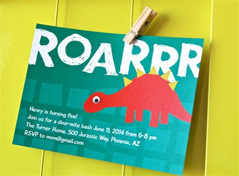 Dinosaur Birthday Party Invitations Personalized Printable Dino Party