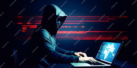 Хакер в толстовке с капюшоном концепция кибератаки темной паутины ...