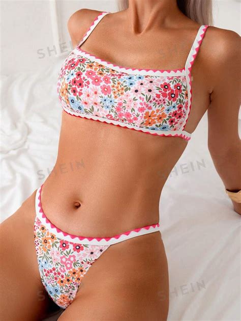 Ensemble De Bikini Sexy Fleurs Ditsy De Plage D T Pour Femmes Avec