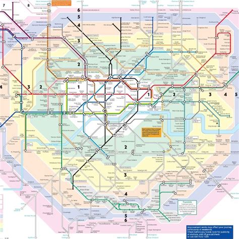 Zonal map of the London Underground and Overground networks (TfL ...
