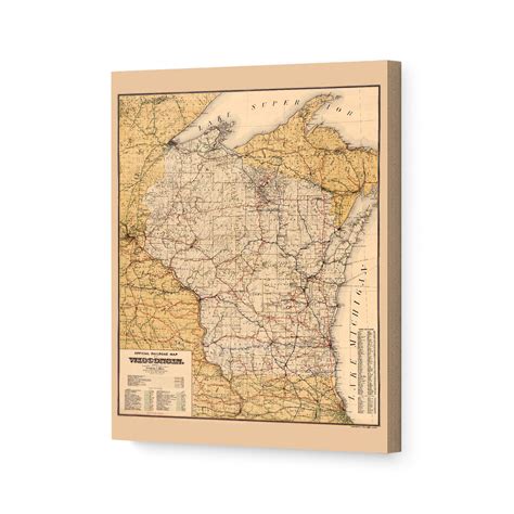 Historix Wisconsin Railroad Map Canvas Vintage Wall Art X X