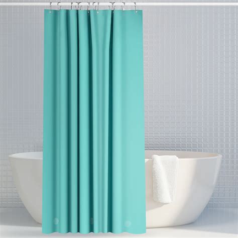 Blue Green Shower Curtain Liner With 12 Metal Hooks Light Weight Peva