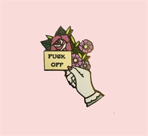 Vintage Hands Fuck Off Hard Enamel Pin Flowers Traditional Etsy