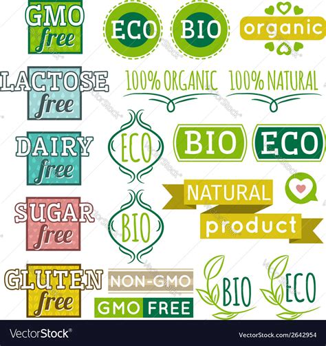 Set Of Natural Organic Product Labels And Emblems Vector Image