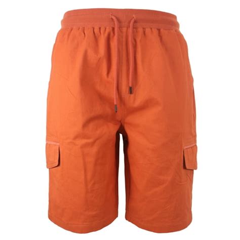 Lee Hanton Mens Soft 100 Cotton Twill Cargo Shorts Elastic Waist