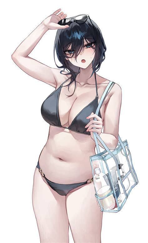 Bara 03 Bara Yokoyama Ishimi Original Highres 1girl O Arm Up Bag Bikini Black