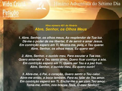 Abre Os Meus Olhos Senhor - PPT - Hino número 401 do Hinário Abre, Senhor, os Olhos Meus PowerPoint ...