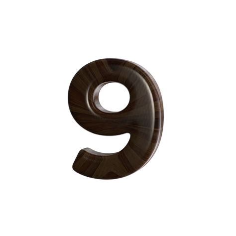 Number 9 3d Render With Wood Material 28798499 Png