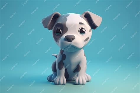 Милый мультяшный маленький щенок питбуля 3d мультипликационный персонаж ...