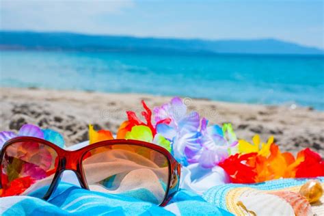 Sunglasses And Beach Towel Stock Image Image Of Close