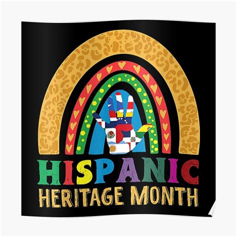 National Hispanic Heritage Month Rainbow All Countries Flags Poster