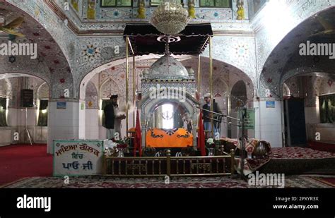 Sikh Devotees Fanning Doing Chaur Sahib Inside Gurdwara Panja Sahib