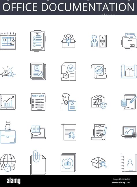 Office Documentation Line Icons Collection Legal Paperwork Corporate