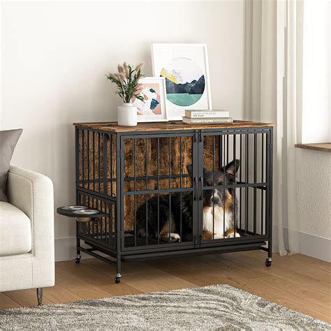 Pefilos 37.8" Dog Crates for Indoor Dogs, Heavy-Duty Dog Cage Furniture