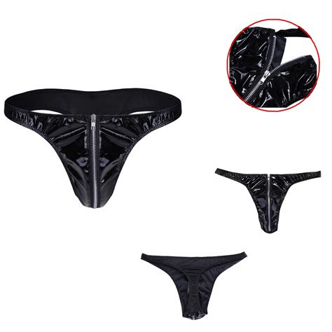 De Herren Pu Leder Bikini G String String String Lingerie Schnalle Tasche T Back Ebay