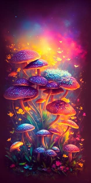 Premium Photo A Colorful Mushroom Painting With A Colorful Background