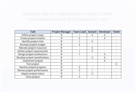 A Practical Example Of Raci Chart In Project Management Excel Template