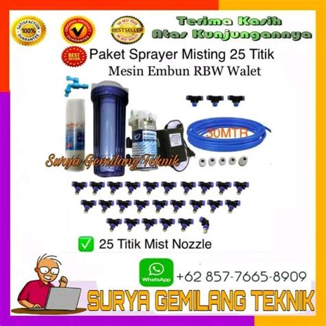 Jual Mesin Embun Walet Lengkap Set 25 Titik Nozzle Sprayer Misting