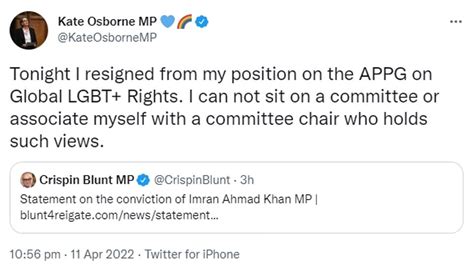 Four Mps Resign From Lgbt Group Run By Ex Minister Who Defends Sex Offender Tory Imran Ahmad