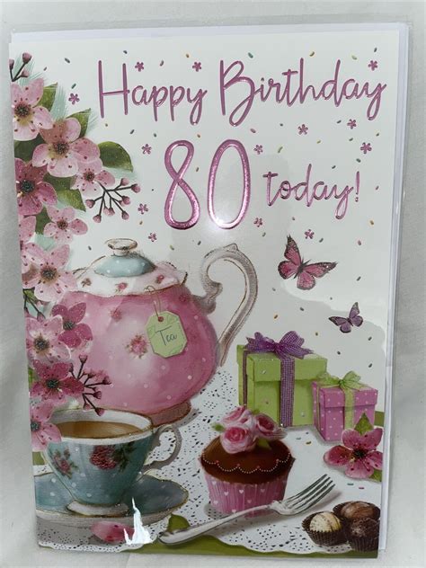 80th Birthday Cards Happy 80th Birthday Birthday Cards For Women Female Friends Royal Mail