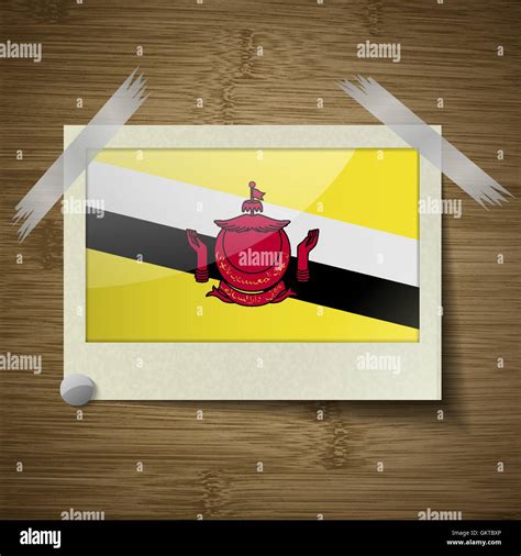 Flags Brunei At Frame On Wooden Texture Vector Stock Vector Image