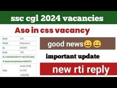 Ssc Cgl Aso In Css Vacancies Rti Reply Bumper Vacancies