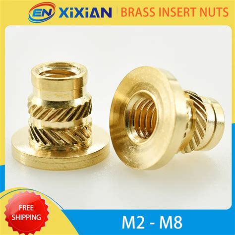 Brass Insert Nut M2 M2 5 M3 M4 M5 M6 M8 Hot Melt Knurled Flange Copper Nut Thread Heat Molding