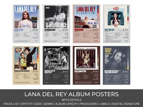 Lana Del Rey Album Posters Digital Print Album Cover Lana Del Rey