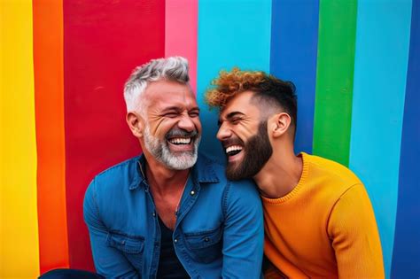 Premium AI Image Generative AI Illustration Of Smiling Couple Gay LGBT Concept Positive And