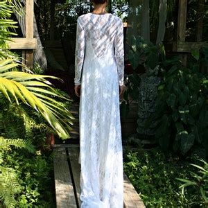 White Lace Bridal Nightgown With Train Wedding Lingerie Bridal Sleepwear Lingerie Honeymoon