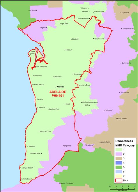 Adelaide Sa Primary Health Network Phn Map Modified Monash Model Mmm Remoteness Area