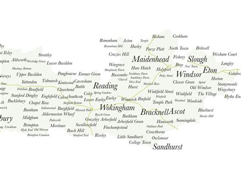 Berkshire County Map Framed Map Of Berkshire Minimal Etsy Uk