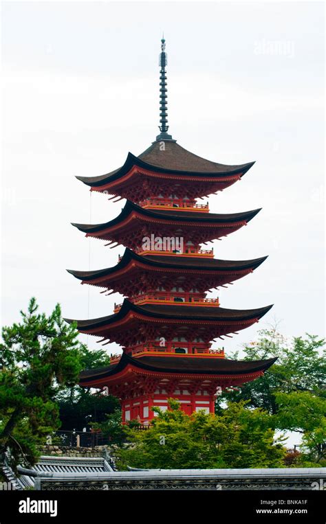 Goju No To Five Storied Pagoda Miyajima Honshu Japan Stock Photo