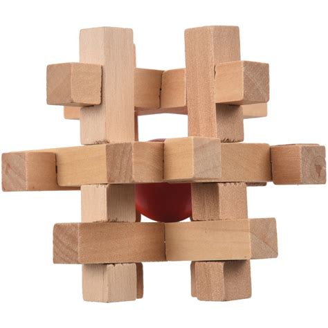 Wooden Take The Ball From Cage Lock Logic Puzzle Burr Puzzles Brain