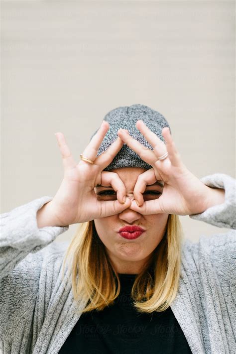 Portrait Of A Blonde Curvy Woman Having Fun Outside On Winter By Stocksy Contributor
