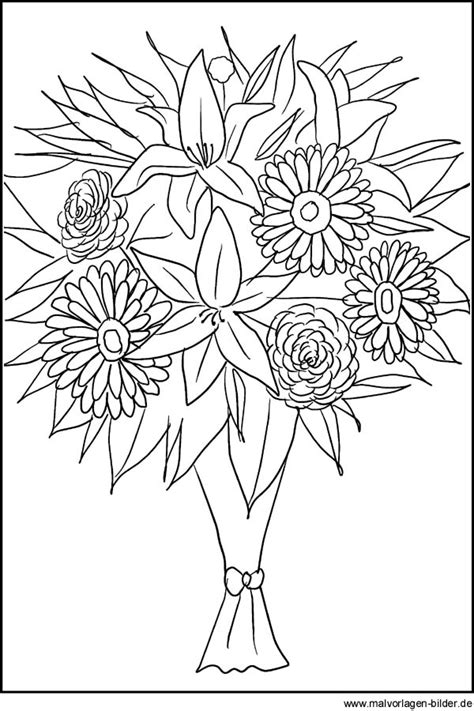 Blumenstrauß als Ausmalbild - Malvorlagen von Blumen