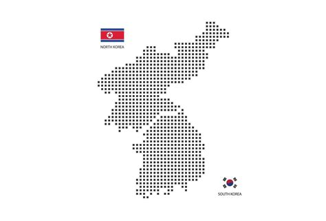 Vector square pixel dotted map of Korea isolated on white background with Korea flag. 14991375 ...