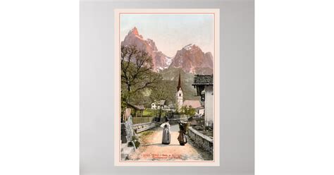 Vintage Italian Alps Mountain Village Poster Zazzle