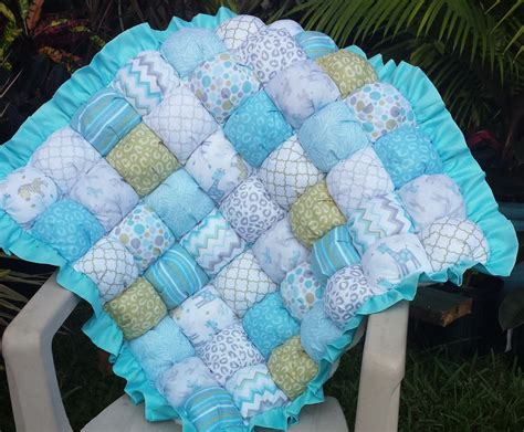 Aqua Blue And Sage Bubble Quilt Biscuit Quilt Puff Quilt Etsy