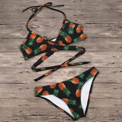 Mujeres Bikini nuevo lindo piña frutas diseño correas estilo traje de baño natación Bikini