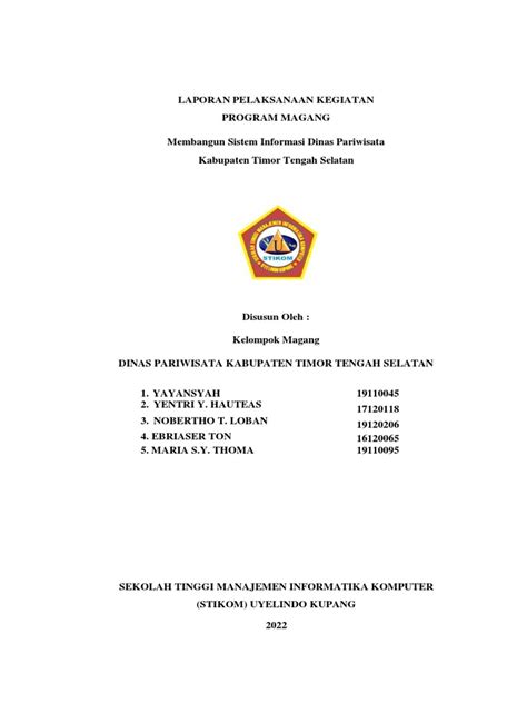 Laporan Magang Pariwisata Pdf