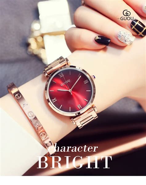 GUOU женские часы Reloj браслет женские часы розовое золото женские ...