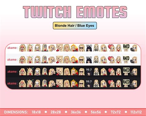 Twitch Emote Blonde Hair Girl Emote Twitch Emote Pack Anime Emote Cute Emotes Chibi Emotes